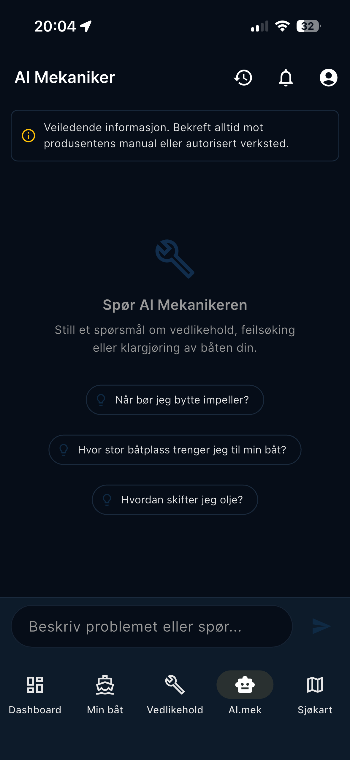 AI Mekaniker — spør om vedlikehold